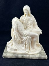 Vintage Italian Pieta Alabaster Marble Dust Statue Jesus Mary 6