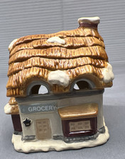 NIB Vintage Dickens Village Ceramic Candle Holder 'Grocery' picture