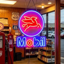 US STOCK Mobil Gasoline LED Neon Sign 16