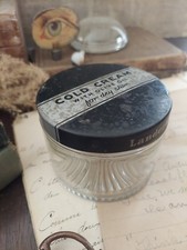 Vintage Lander's Cold Cream Clear Glass Jar  Screw On Metal Lid Vanity Face picture