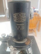 Vintage Spencer Buffalo Microscope 1940's 202854 3 objective monocular good cond picture