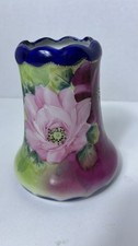 Antique Victorian Colbalt Blue Trim Floral Spooner  Vase 3D Guilded picture