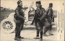 WWI French Pioneer Aviation Aviator Jules Vedrines Captain Leclerc Postcard picture