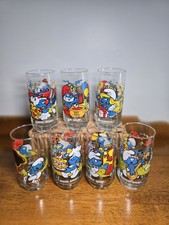 7 Piece Smurfs Promo Collectible Drink Glasses Papa Smurf Smurfette PEYO 1982-83 picture