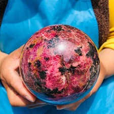 5.85 LB Natural Rhodonite Crystal Sphere Pink Black Healing Gem Stone 4774 picture