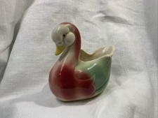 Vintage USA 1950’s Mauve & Green Swan Ceramic Art Pottery Planter picture