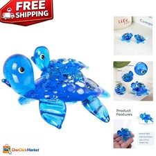 Exquisite 2.5'' Hand-Blown Glass Sea Turtle Figurine - Unique Ocean Collectible picture