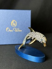 Oliver Weber X Swarovski Pave Crystal Gold Tone Dolphin Figurine With Stand picture