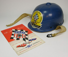 Vintage 17th Official Chevrolet Soap Box Derby Helmet & Program for 1954 picture