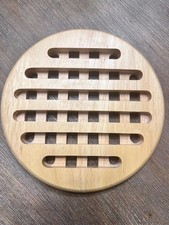 MCM-8” Round Natural Wood Slotted Trivet Hot Plate Scandinavian Style picture