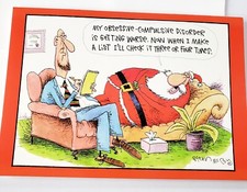 Vintage Christmas Card Santa With Obsessive Compulsive Disorder Funny Card picture