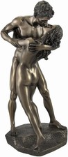 Bronzed Nude Lovers in a Passionate Embrace Sharing a Kiss Statue Veronese Desig picture