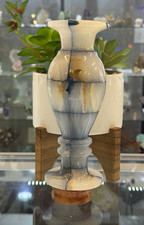 Natural White Onyx Blue Shade Vase 🏺 picture