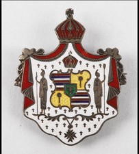 Vintage Hawaiian Coat Of Arms Creast Sterling Silver Enamel Watch Pin Medal picture