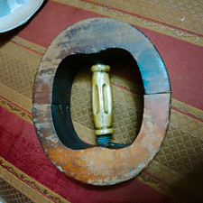 Vintage Wooden Hat Stretcher With Unusual Heavy Duty Brass Twist Clamp w/ Bras picture