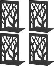 Bookends 1 or 4 Pieces, Modern Metal Bookends for Shelves, Black Tree Book Ends picture