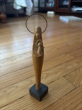 Vintage MCM Wooden Carved Virgin Mary Madonna Statue 8 Inches Taiwan picture