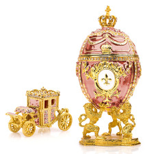 Royal Imperial Pink Russian Easter Egg Replica: Extra Large 6.6 inch + Carriage picture