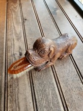 Rare Syroco Brown Dog Brush Holder and Brush picture