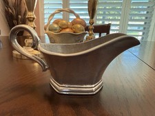 Vintage Wilton Columbia, PA USA Pewter Wide Bottom Gravy Sauce Boat Pitcher  picture