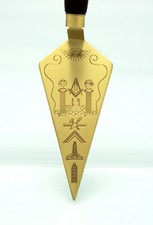 Blue Lodge Master Mason Freemason Masonic GOLD Trowel picture