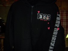 MICKEY MOUSE WOMENS HOODED JACKET COAT SIZE XL 16-18 BLACK ZIPPER FRONT NEW picture