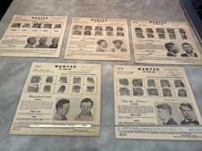 Original 1940s–50s FBI “Wanted by the FBI” Fugitive Circulars Lot of 5 picture