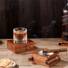 Cigar Ashtray Coaster, Whiskey And Cigar Set,Whiskey Cup Holder Removable Cigar picture