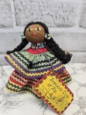 Vintage Handcrafted Native American Seminole Palmetto Husk Doll. 5” With Tags picture
