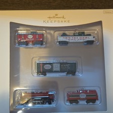 Hallmark Keepsake Miniature North Pole Central Train Christmas Ornaments (5) picture