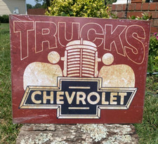 Vintage Chevy Classic Trucks Tin Metal Sign Wall Chevrolet Garage Motors Shop picture