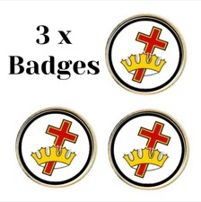 3 x Round Royal Black Preceptory (BU) Lapel Pin Badges picture