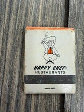 Happy Chef Restaurants Midwest 1950s-70s Cartoon Chef Mascot Matchbook picture
