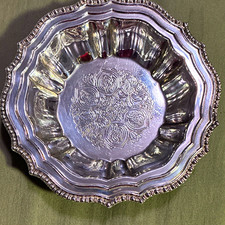 Avon Silverplate Italy Scalloped Floral Engraved Silver Plate Dish picture