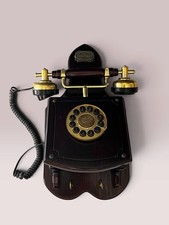 Vintage 1998 Thomas Museum Series Telephone Wood Brass Retro Push Button Phone picture