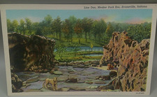 Mesker Park Zoo Lions Den Linen Postcard Evansville IN Vintage picture