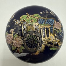 Vintage Cobalt Blue and Gold Floral Trinket Box Excellent picture