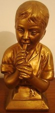 ANTIQUE PETER PIPER GOLD STATUE ESCO E. VILLANIS BUST FIGURE FIGURINE VINTAGE picture