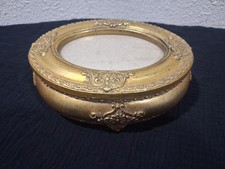 Vintage Gold Tone Oval Picture Frame Jewelry/Trinket Box, 80s picture