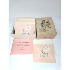 Vintage MCM I'm A Girl Birth Announcements Box Set 17 Cards Stork picture