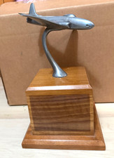 Vintage 1950s Lockheed F-80 Shooting Star Cast Metal Desk Model Walnut Base USAF picture