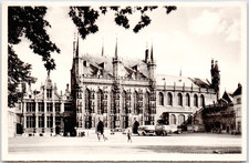 Belgium Bruges Grote Markt Belfry Cloth Hall Gothic Facade Square Buses 1950s PC picture