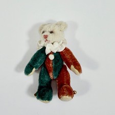 Russ Berrie Miniature Plush Teddy Bear Christmas Ornament Jester Clown Bear picture