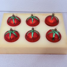 Vtg 6-Pc Blown Glass Tomato Ornament 2003 Buon Natale Cortopassi Fam No Box READ picture