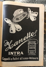 Vintage Advertising 1923 Full Page Print Advertising Zanetto Intra Hats picture