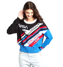 Women's NASA Crewneck Graphic Sweater - Black/Red/Blue Size: M () picture
