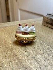 Artoria Limoges France Peint Main Porcelain Trinket Box Banana Split Sundae picture