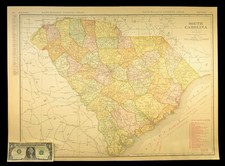 1911 South Carolina Railroad Map ORIGINAL Atlas Map Seaboard Air Line RR DATED picture