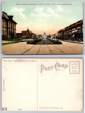 Harrisburg PA State Street Capitol Building Trolley Tracks Postcard c1907-1914 picture