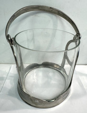 Arte Italica Taverna Crystal Ice Bucket w/Handle Stamped ETAIN 95% picture